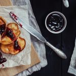 Homemade rural pancakes with jam